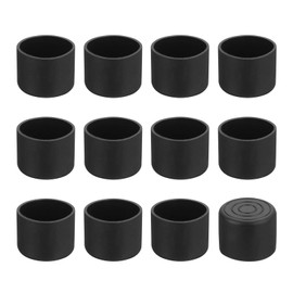 sourcing map 12Pcs Chair Leg Caps, Fit OD 30mm (1-1/6 Inch) Non-Marking PVC Chair Leg Tips Non-Slip Chair Leg Floor Protectors Round Table Covers End Caps for Furniture, Black