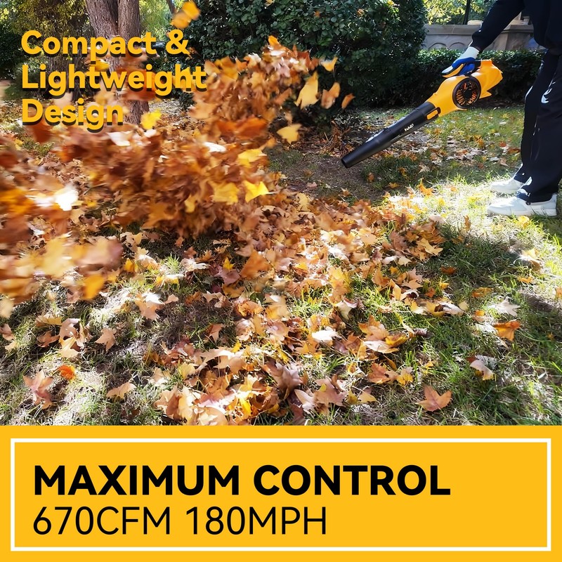 MOK Leaf Blower Cordless,Brushless Motor with 2 * 6.0Ah Battery