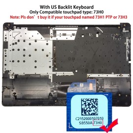 Jxjslp Replacement Upper Case Palmrest for HP 17-by 17-ca 17t-by 17z-ca Series Laptop 73H0 Touchpad and ODD Backlit Keyboard Assembly Top Cover L70716-001 Jet Black