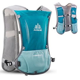 AONIJIE Hydration Backpack Vest, 5L Capacity, Multi-Pocket Design, Breathable and Lightweight, Pack for Outdoor Sports - Running, Cycling, Climbing and Hiking, Only Vest, Mint Green
