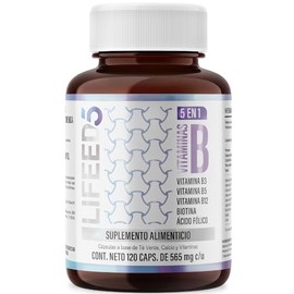 LIFEED Complejo B 120 Capsulas | Vitamina B12, Acido Folico, Te Verde, Biotina, Vitamina B2, Vitamina B3, Vitamina B5, Vitamina B6 | Suplementos Alime
