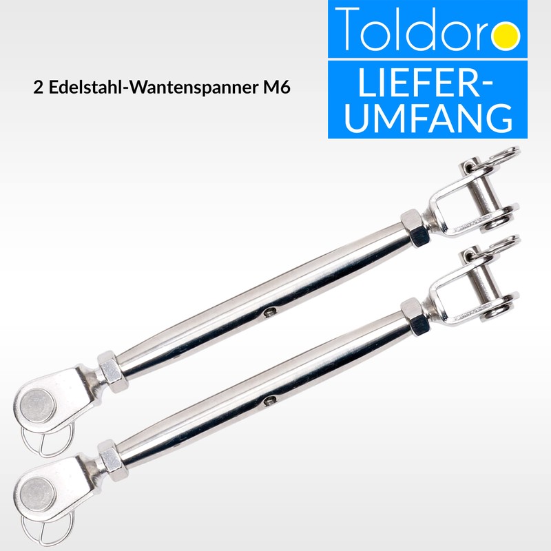 Toldoro® 2 x M6 Turnbuckle Tensioner Stainless Steel V4A /