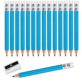 Adhere 25pcs 2B Natural Wood Pencils, Hexagonal Shaft with Eraser, Golf Pencil, Moderate Hardness, Suitable for Golf Game Scoring, Drawing, Meeting Recording, Wedding Prizes, Etc (Hexagon Shank, Blue)