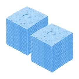 MECCANIXITY 25PCS Soldering Sponge 60 x 60mm Square with Holes Blue Cleaning Pad Welding Tip Iron Replacement for Cleaning Soldering Iron 3mm Natural Thickness 14mm Water Absorption Thickness
