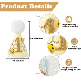 GotGala Bee 1st Birthday Hat - Happy Bee Day Birthday Hat Bumble Themed First Birthday Party Decor