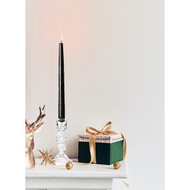 Serene Spaces Living Set of 6 Ribbed Glass Candlestick Holders, Fluted Glass Taper Candleholder for Weddings, Events, Dinner Table, Measures 6" Tall & 3" Diameter