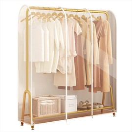 XIANTIAN 4ft Transparent Clothes Rail Cover Strong Zipped Hanging Coat Large Protective Garment Cover, Dustproof Wardrobe Hanging Protector Rack Organizer(120cm） (4FT(120×150×50cm）)