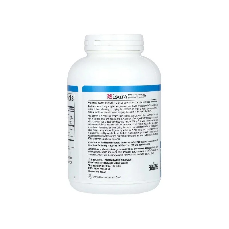 Aceite Salmón Salvaje Alaska 1000mg 90 Caps Natural Factors Sin