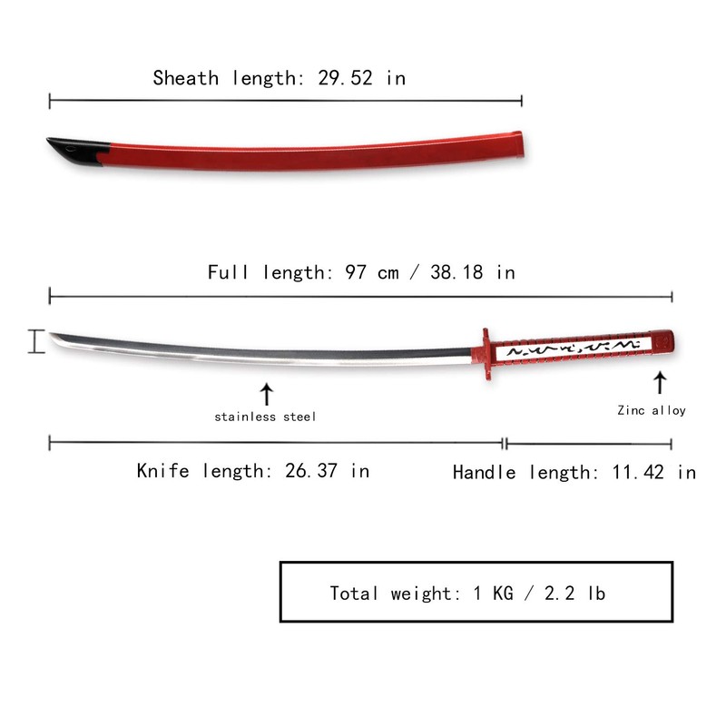 Sword fort Handmade Katana Anime Cosplay Sword, Stainless Steel, Fantasy,