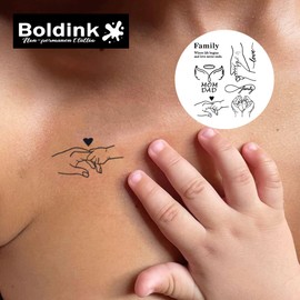 Boldink Temporary Tattoos, semi permanent tattoos, 15-day long lasting tattoo sticker, waterproof and anti-reflective, unique design(Family)