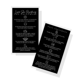 Laser Skin Resurfacing Pre & Post Treatment Cards | 50 Pack | 2x3.5” inches Business Card | Laser Therapy Supplies | Black and White Design