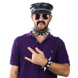 Tigerdoe Biker Costume Men Hat – Rockstar Costume – Biker Accessories – 5 Pc Set