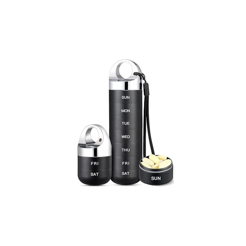 Extra Large Portable 7-Day Weekly Pill Organizer, Waterproof Aluminium Alloy