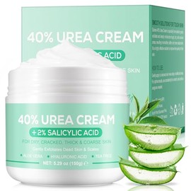 Crema de urea 40 por ciento para pies, 40% crema de urea más 2% ácido salicílico con ácido hialurónico, árbol de té, aloe vera para talones secos agri