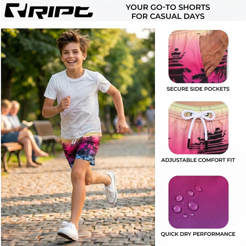 RIPT Costume Bambino Asciugatura Rapida – Boardshort con Rete Interna,