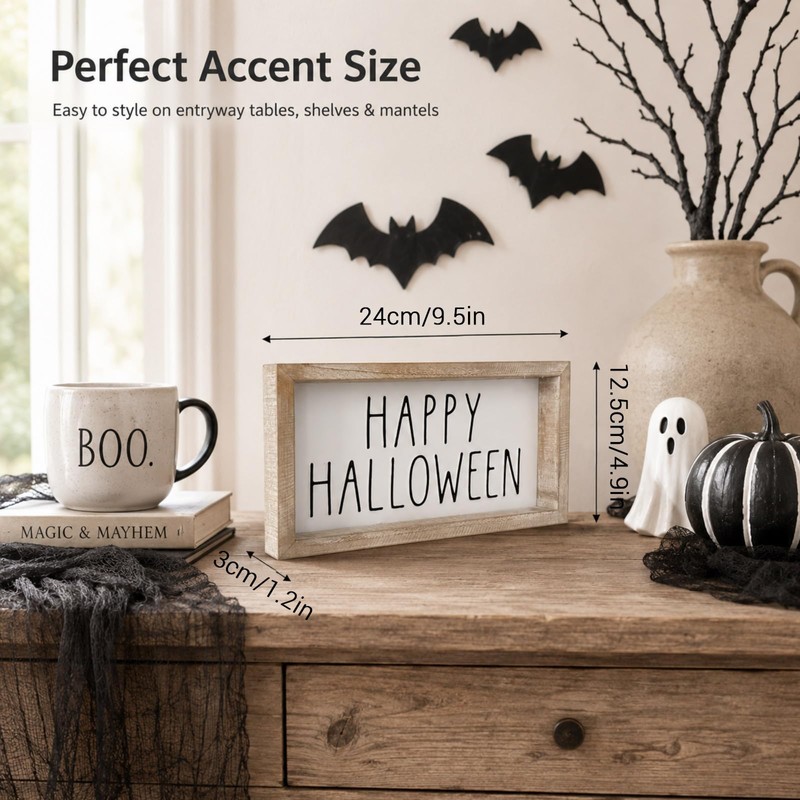 pechpell 3D Metal Happy Halloween Sign Table Mantel Shelf Desk