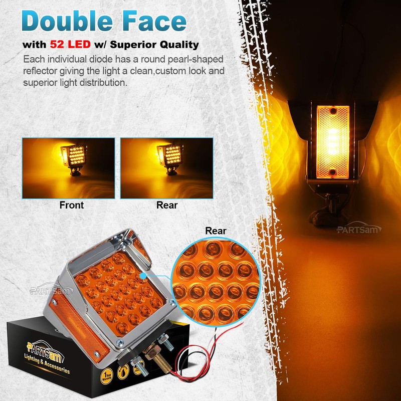 Partsam 2Pcs Double Face Trailer Pedestal Turn Signal Parking Lights