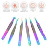 SIVOTE Eyelash Extension Tweezers Fiber Tips Japanese Steel, Set of