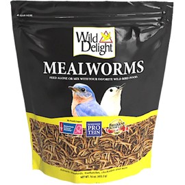 Wild Delight Mealworms Wild Bird Food, 16 oz Bag, Brown