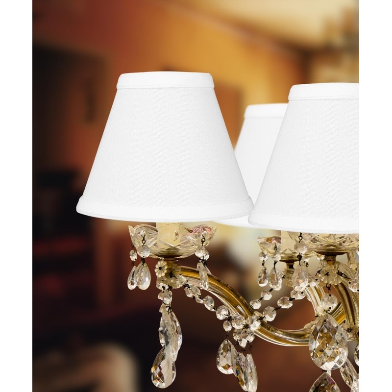 Set of 6 Chandelier White Linen Clip-On Lampshade 3x6x5