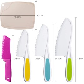 9Pcs Kids Knife Sets Plastic Knife,Kids Chef Nylon Knives Include 5 pcs Square knife, 3pcs Pointed knife,1pc Non-slip Plastic Cutting Board, Children's Safe Children's Safe Cooking For Fruit,Knife