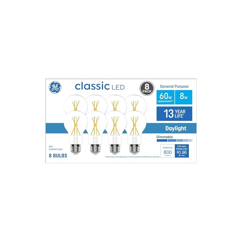 GE Classic A19 Daylight 60-Watt EQ Dimmable LED Light Fixture
