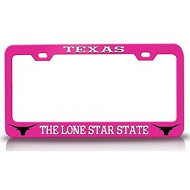 Custom Brother - Texas The Lone Star State Cowboy Horn Metal Car SUV Truck License Plate Frame Pn a77
