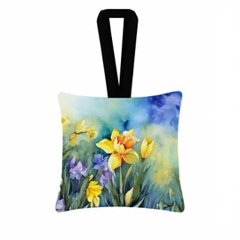 Caroline's Treasures Daffodils in Watercolor Hanging Square Fabric Ornament 3.5 × 3.5 Decorative Door-Knob & Tree Hanger, Soft Fabric