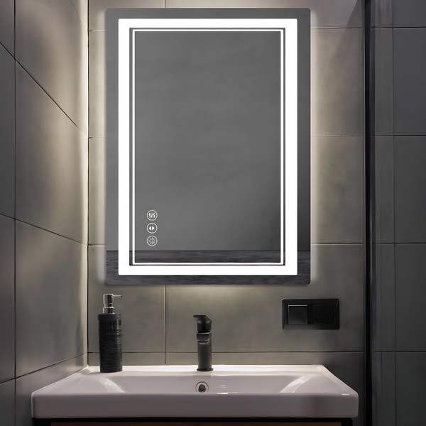 Aitila 20x 28 LED Bathroom Mirror with Lights, Anti-Fog, Dimmable,