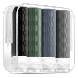 YEALIFE Travel Bottles for Toiletries, TSA Approved 3.4oz Travel Size Containers, BPA Free Leak Proof Silicone Traveling Bottles, Refillable Travel Essentials Kits for Shampoo Conditioner(4 Pack)-A