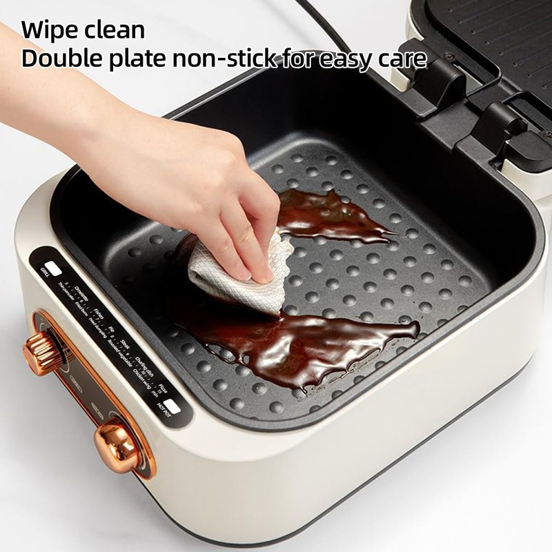 AORAN 7-in-1 Electric Griddle with Non-Stick Coating, Smokeless Grill for