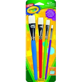 Crayola Big Paint Brushes, 4 Count Flat Painting Brushes, Paint Supplies