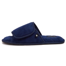 Lucky Brand Mens Terry Open Toe Slippers with Memory Foam, Navy, X-Large
