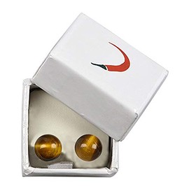 Chili Jewels Stud Earrings 925 Silver with Tiger Eye Ball 6 mm