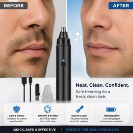 Rechargeable Nose Hair Trimmer for Men & Women – Portable Rotary Grooming Tool for Nose, Ear & Facial Hair