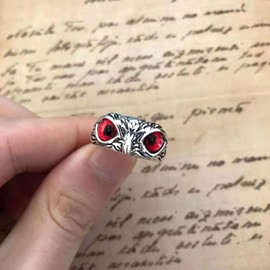 925 Sterling Silver Owl "Lucky Bird" Dainty Adjustable Anniversary Birthday Valentine's Day Fashion Accessory Blue+Red