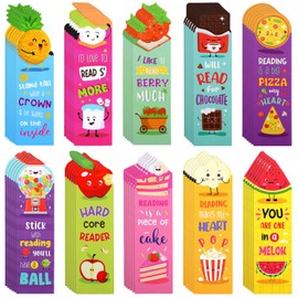 Eersida Eersida 60 Pieces Scratch and Sniff Scented Bookmarks Kids Fruit Food Theme Sayings Bookmarks Sayings Assorted Cute Scented Gifts for Students Teens Food Lovers, 10 Styles