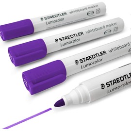 Staedtler Lumocolor Whiteboard Marker Pens 351 - Dry Erase Correction Pen - Bullet Tip - Pack of 4 x Purple