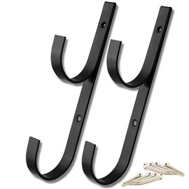 EverVanz Swimming Pool Aluminum Pole Hanger Set, Blue, 1-Pack (2 Hooks), for Telescoping Poles, Leaf Rakes, Skimmers, Nets, Brushes, Vacuum Hoses (1 Pair [ Black ]) G_17