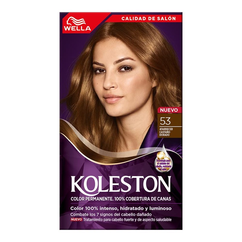 Koleston Tinte Permanente 53 Atardecer Castaño Dorado | Crema, Cabello