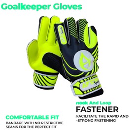 AFTREN Kids Goalkeeper Gloves Football Gloves For Boys kid’s children adult Soccer Goalie Sports Practice Gloves Protection Super Grip Palms (Yellow, 4)