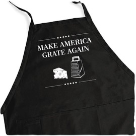 ApronMen - Make America Grate Again Apron - 1 Size Fits All Chef 4 Utility Pockets, Adjustable Neck and Extra Long Waist Ties - Black Color