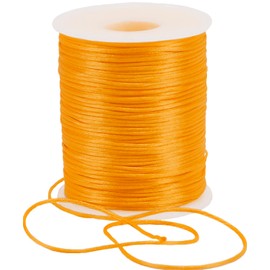 CAMAL - Cordón de nailon satinado de 1,5 mm, 328 pies, cordón de nailon para pulseras, cordón de macramé para manualidades para anudar chino, hacer joyas, colgantes (amarillo dorado)