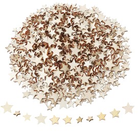 GoldRock Pack of 200 Wooden Stars for Crafts, Scatter Decoration, Christmas, 4 Sizes, Small Stars, Decorative Confetti, Wooden Stars Table Decoration, Christmas Decoration, Crafts, Stars Crafts, 1-2