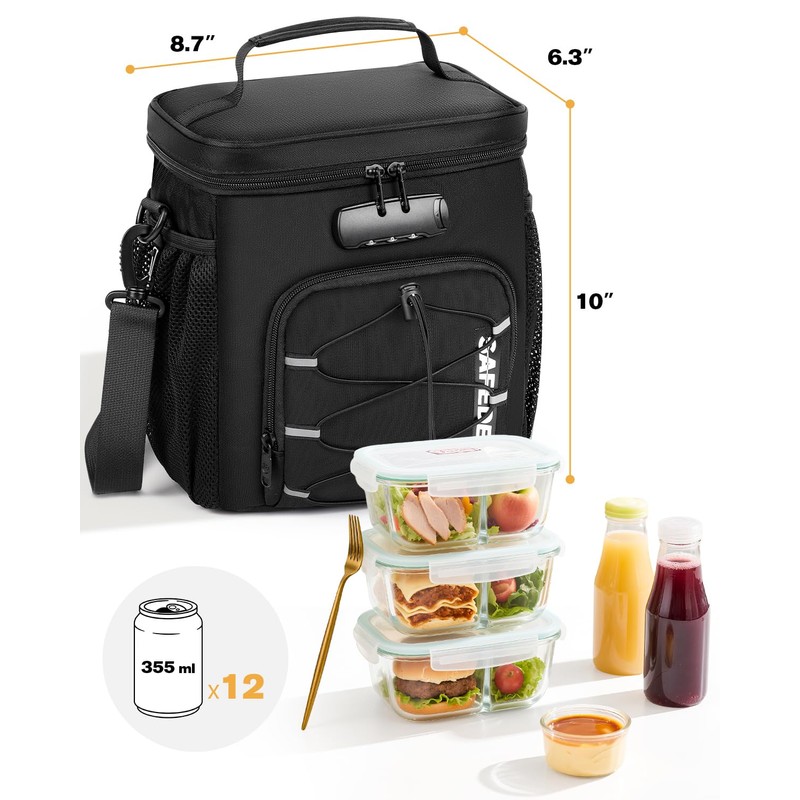 SafeDelux Lunch Bag with Combination Lock, Lunch Box for Men