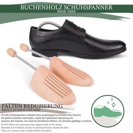SULPO Wooden Shoe Tree - Wooden Shoe Stretcher Shoes Wide - Kink Protection for Shoes - Shoe Width - Various Sizes - Shoe Stretcher for Men and Women, 3 pairs