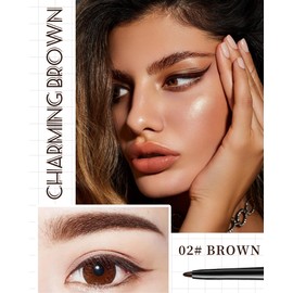 Brown Gel Eyeliner for Mature Women,Waterproof Smudge-proof Gel Eyeliner Pencil Long Lasting 24H Retractable Eyeliner Matte Cream Eye Makeup Pen with Sharpener Eye Liner for Older Women Sensitive Eyes