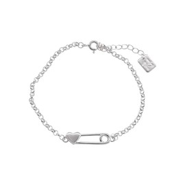 JustMoMoMin Silver Heart Clip Adjustable Chain Bracelet for Women Jewelry