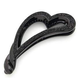 Bonaventure a20135h1 Sparkling Glitter Heart Banana Clip, Women's, Hair Accessories, Hair Clip, Hair Claw, Popular Brand, Hair Clip, Black