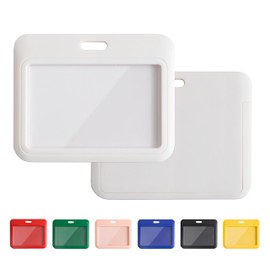 1 Pcs Sliding Horizontal ID Badge Holder with Clear Window White ID Card Holder Protector Pouch for Office School ID Credit Cards Proximity Key Cards Driver’s Licenses and Passes